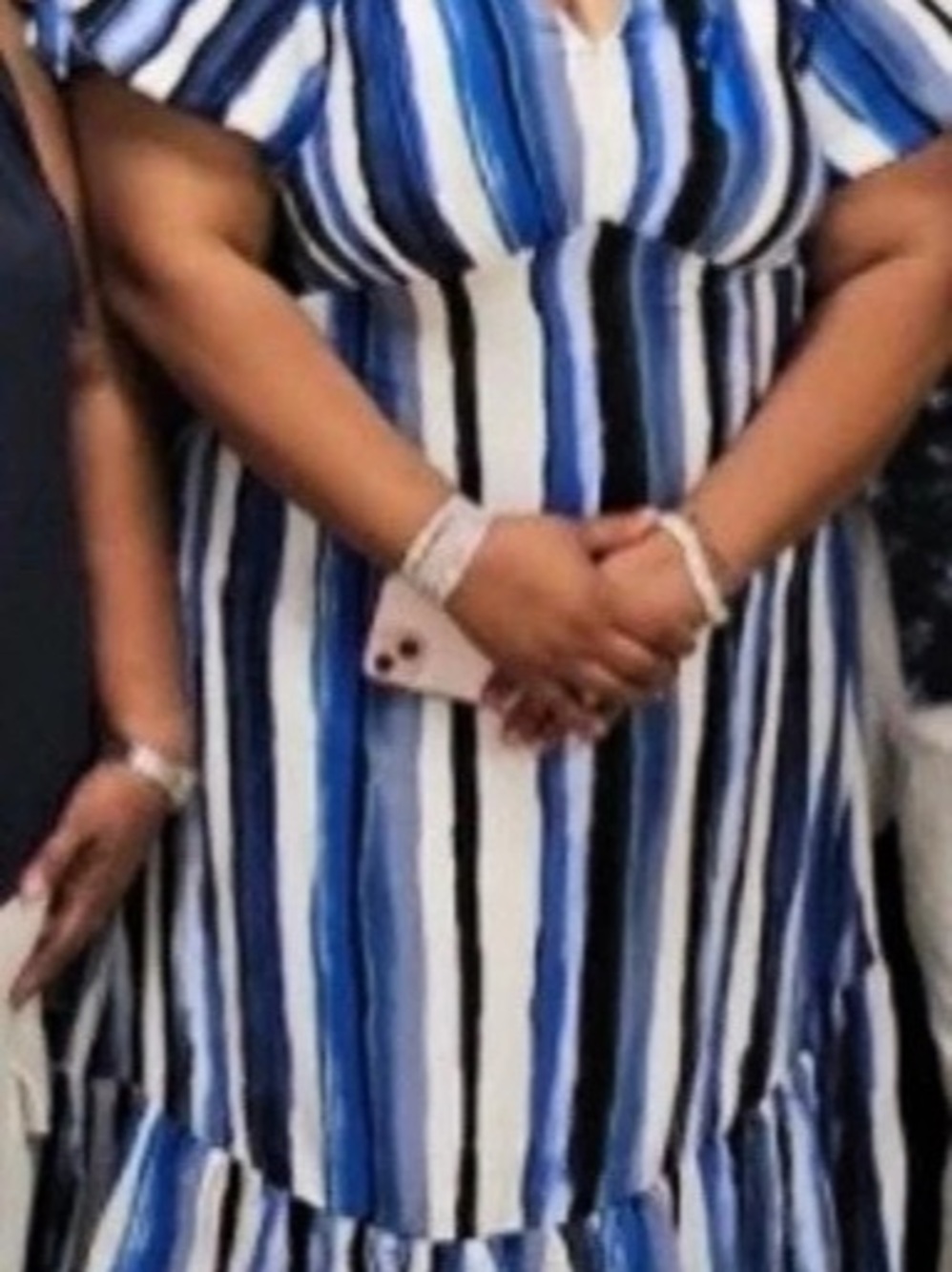 Nine West Striped Maxi Dress in Blue & White Size XXL